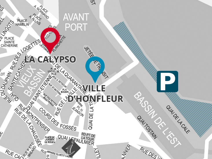 Plan des embarcadères Calypso Ville d'Honfleur